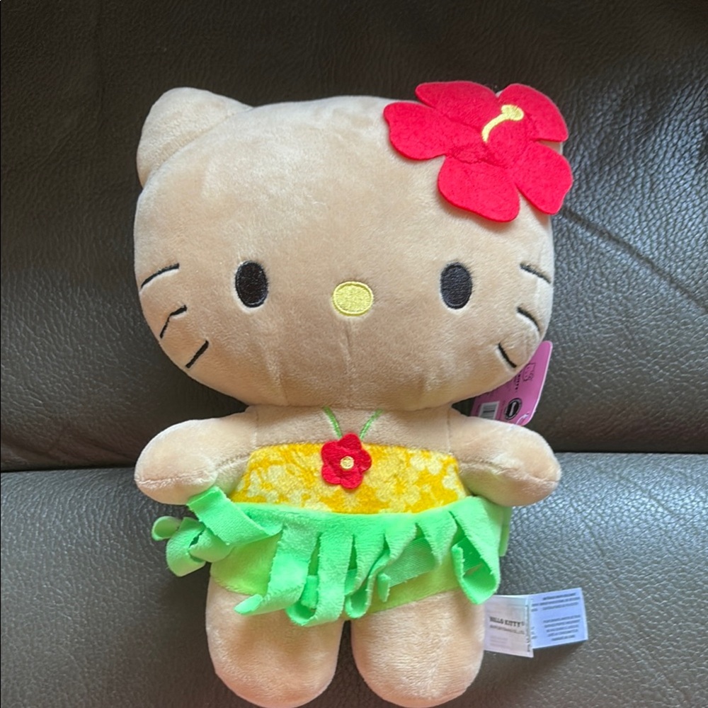 Hello Kitty large plush tan Hawaiian dressed kitty